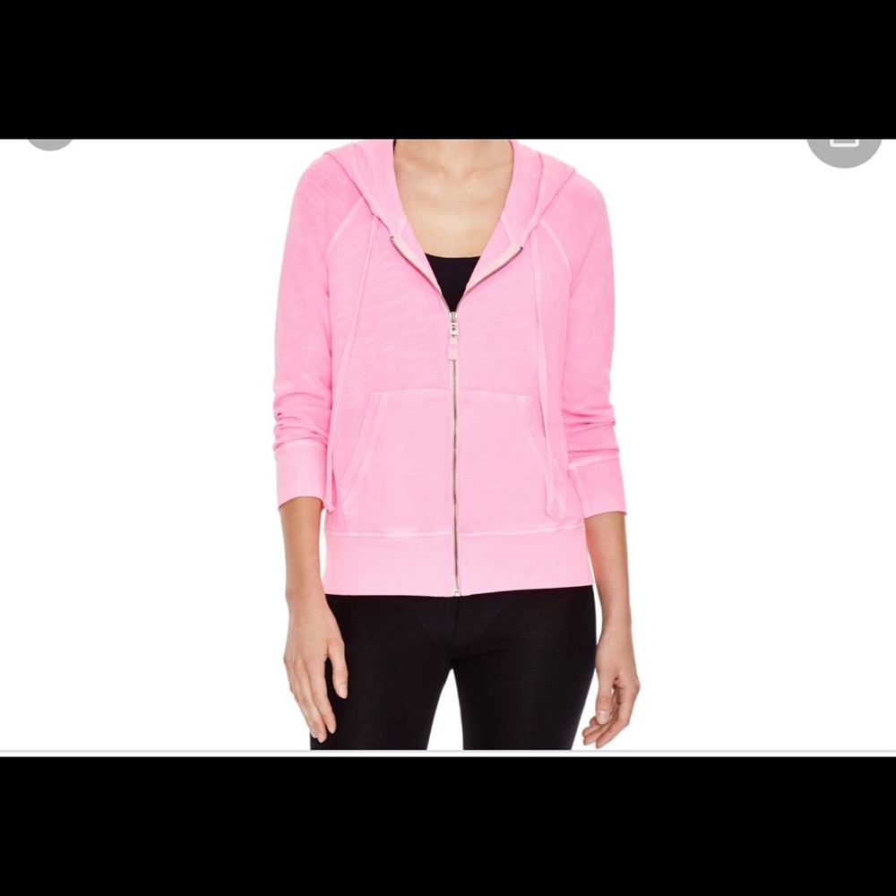 SPLENDID FLORESCENT PINK HOODIE ZIP UP